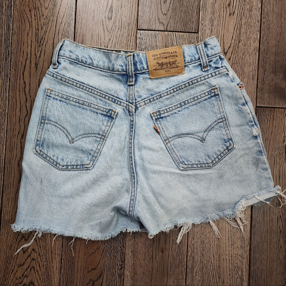 Levi's 631 Vintage 1970s Orange tab distressed high waist shorts